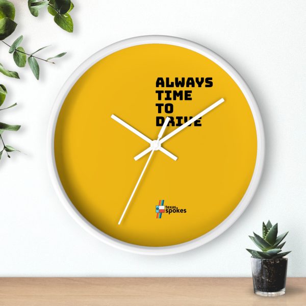Spokes "Always Time To Drive" Wall Clock (Yellow clock face) - Image 15