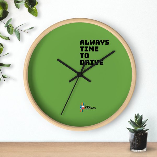 Spokes "Always Time To Drive" Wall Clock (Green clock face)