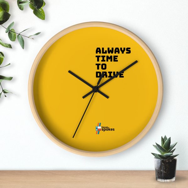 Spokes "Always Time To Drive" Wall Clock (Yellow clock face)