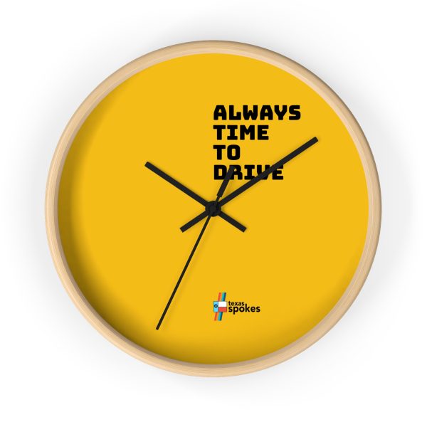 Spokes "Always Time To Drive" Wall Clock (Yellow clock face) - Image 2